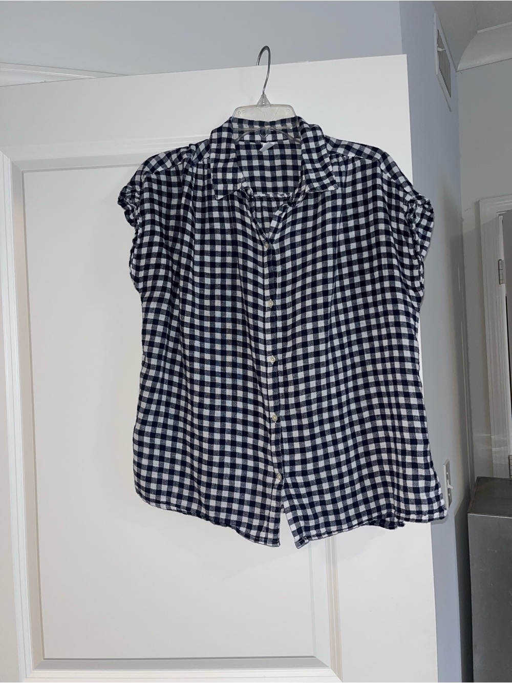 Old Navy Navy and White Gingham Button-Down Shirt